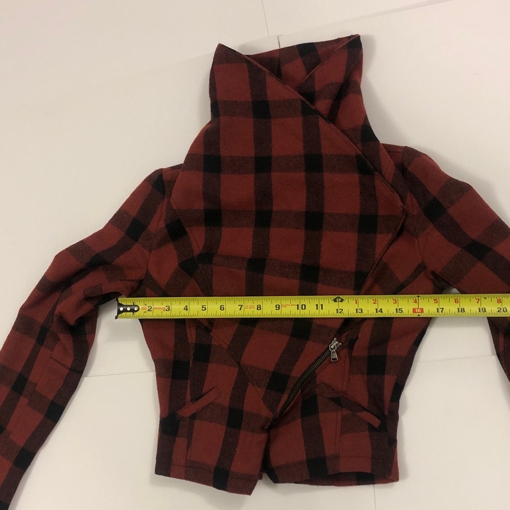 Anthropologie XS Jacket Moto Plaid Lt Brown Black Pockets Zipper Excellent Condi - Picture 3 of 12